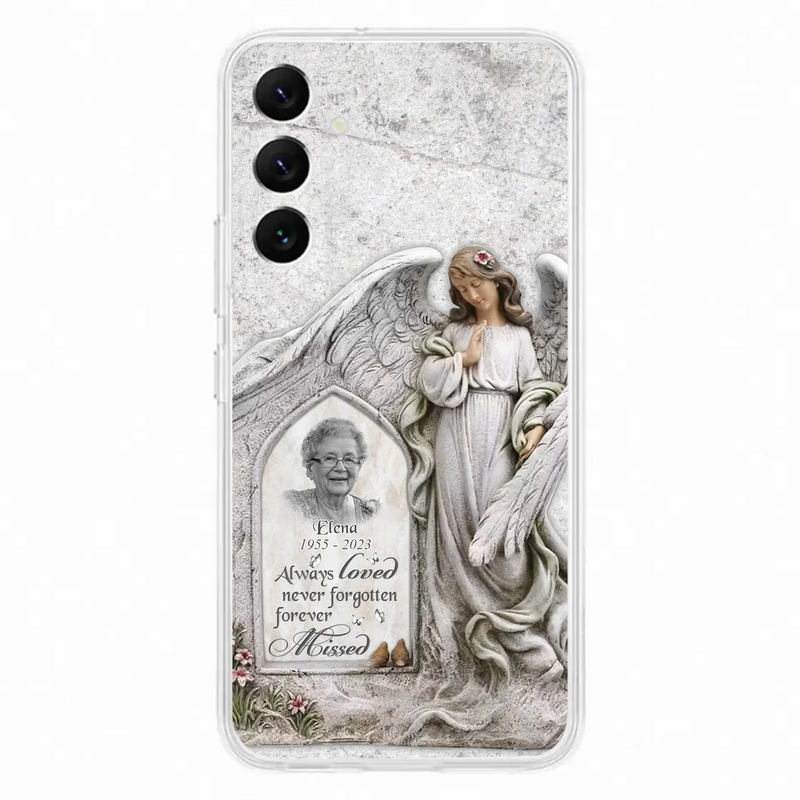 Custom Personalized Memorial Photo Phone Case - Memorial Gift Idea For Family Member - Always Loved Never Forgotten Forever Missed - Case For iPhone/Samsung