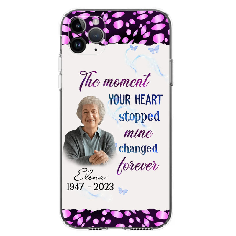 Custom Personalized Memorial Photo Phone Case - Memorial Gift For Family Member - Upload Photo - Case For iPhone/Samsung - The Moment Your Heart Stopped Mine Changed Forever