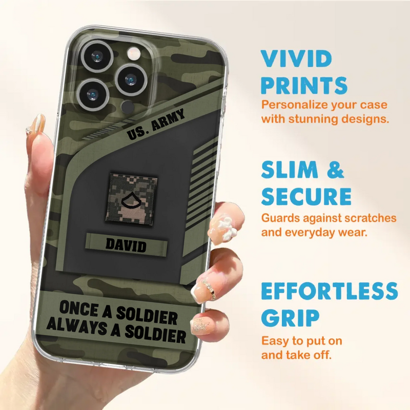 Custom Personalized Veteran Phone Case - Gift Idea For Veteran/Veterans Day - Once A Soldier Always A Soldier - Case for iPhone/Samsung