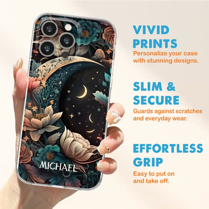 Custom Personalized Cottagecore Floral Sun Moon Stars Phone Case -  Case For iPhone/Samsung