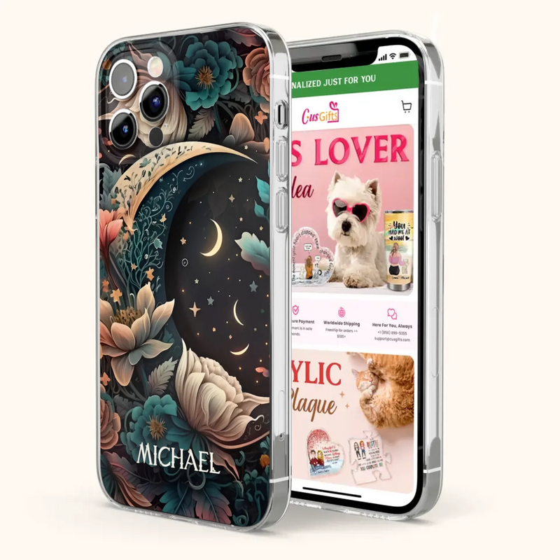 Custom Personalized Cottagecore Floral Sun Moon Stars Phone Case -  Case For iPhone/Samsung