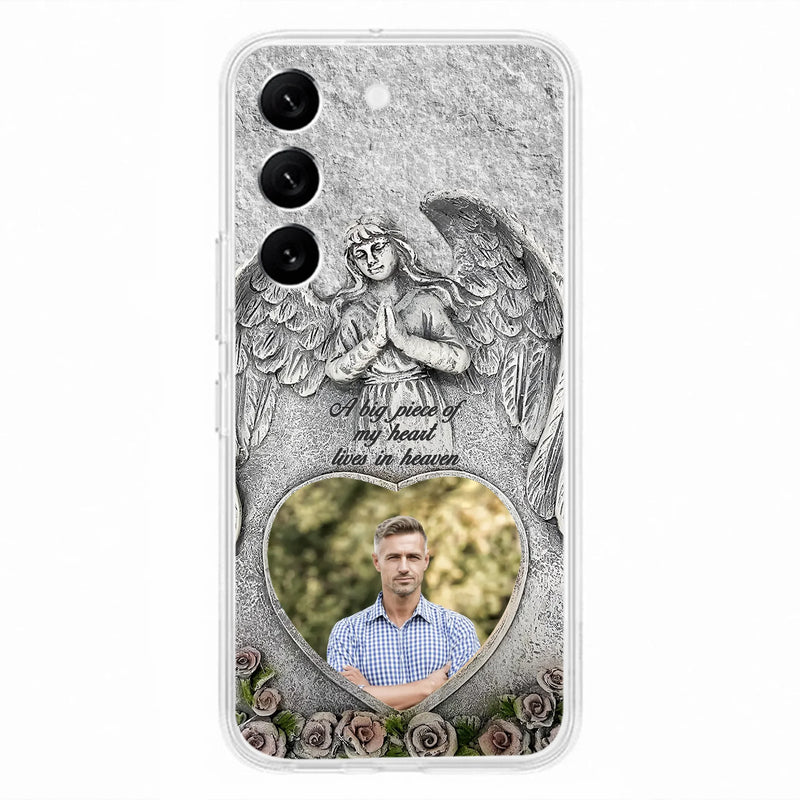 Custom Personalized Memorial Photo Phone Case - Memorial Gift Idea For Family Member - A Big Piece Of My Heart Lives In Heaven - Case For iPhone/Samsung