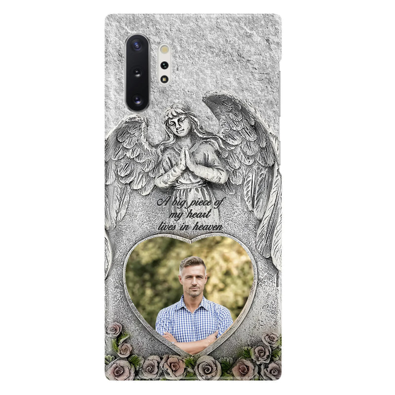 Custom Personalized Memorial Photo Phone Case - Memorial Gift Idea For Family Member - A Big Piece Of My Heart Lives In Heaven - Case For iPhone/Samsung