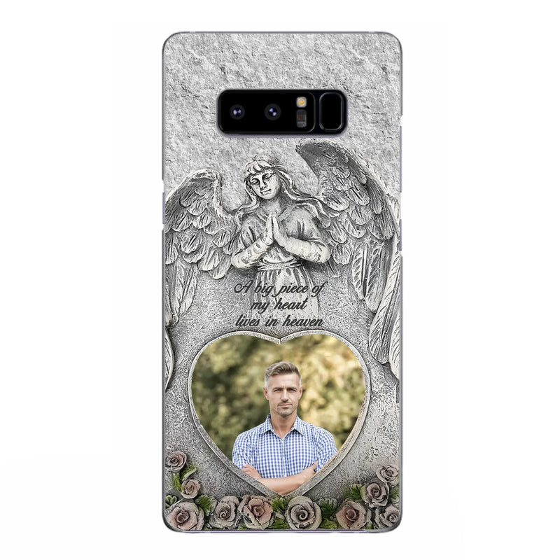 Custom Personalized Memorial Photo Phone Case - Memorial Gift Idea For Family Member - A Big Piece Of My Heart Lives In Heaven - Case For iPhone/Samsung