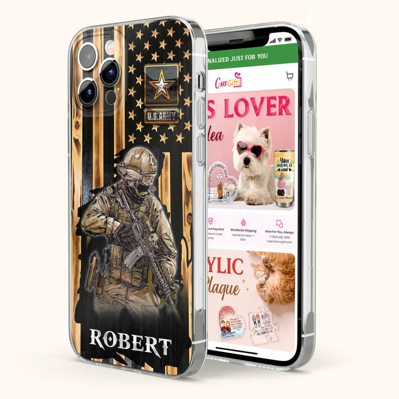 Custom Personalized Veteran US Flag Phone Case - Gift Idea For Veteran/ Soldier - Case For iPhone/ Samsung