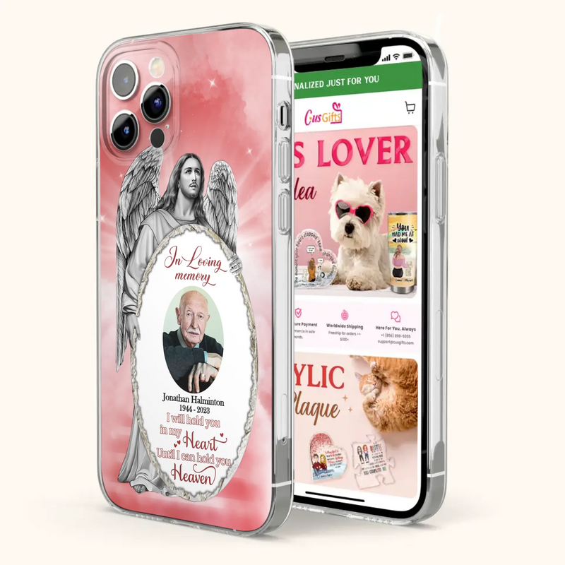 Custom Personalized Jesus Christ Memorial Photo Phone Case - Memorial Gift Idea For Family Member - I Will Hold You in My Heart Until I Can Hold You in Heaven - Case For iPhone/Samsung