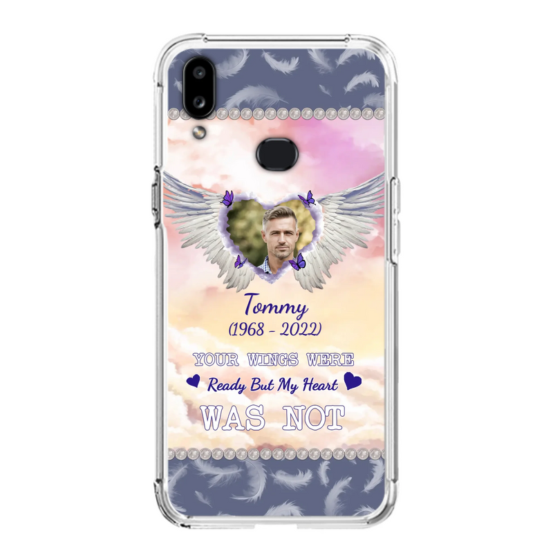 Custom Personalized Memorial Photo Phone Case - Memorial Gift Idea for Family - Your Wings Were Ready But My Heart Was Not - Case For iPhone/Samsung