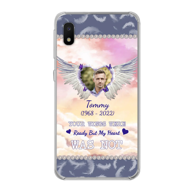 Custom Personalized Memorial Photo Phone Case - Memorial Gift Idea for Family - Your Wings Were Ready But My Heart Was Not - Case For iPhone/Samsung