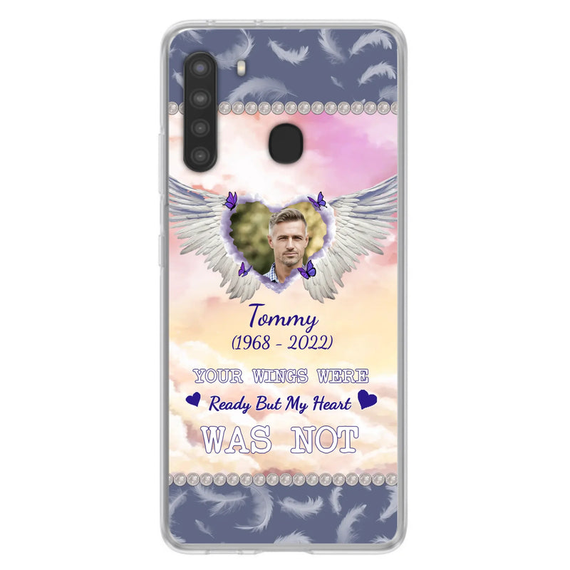 Custom Personalized Memorial Photo Phone Case - Memorial Gift Idea for Family - Your Wings Were Ready But My Heart Was Not - Case For iPhone/Samsung