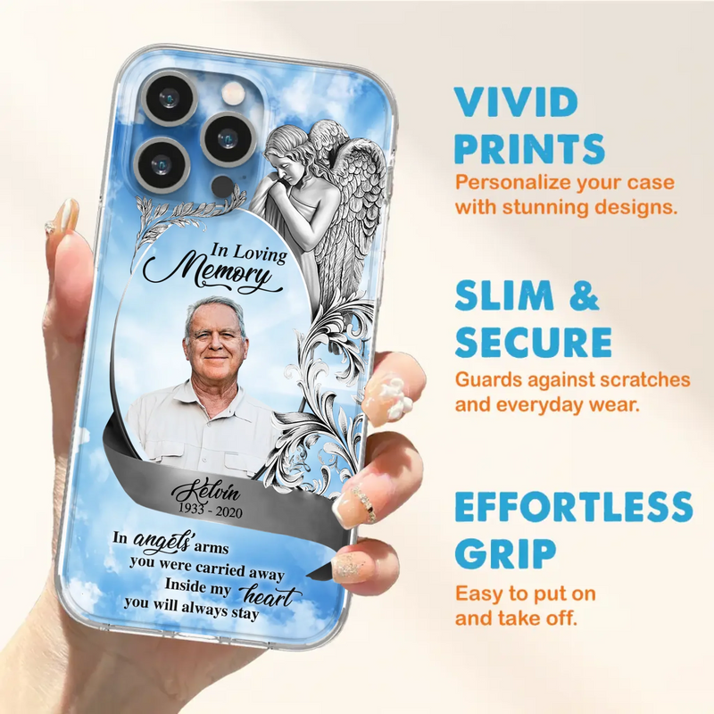 Custom Personalized Memorial Photo Phone Case - Memorial Gift Idea for Family - Inside My Heart You Will Always Stay - Case For iPhone/Samsung
