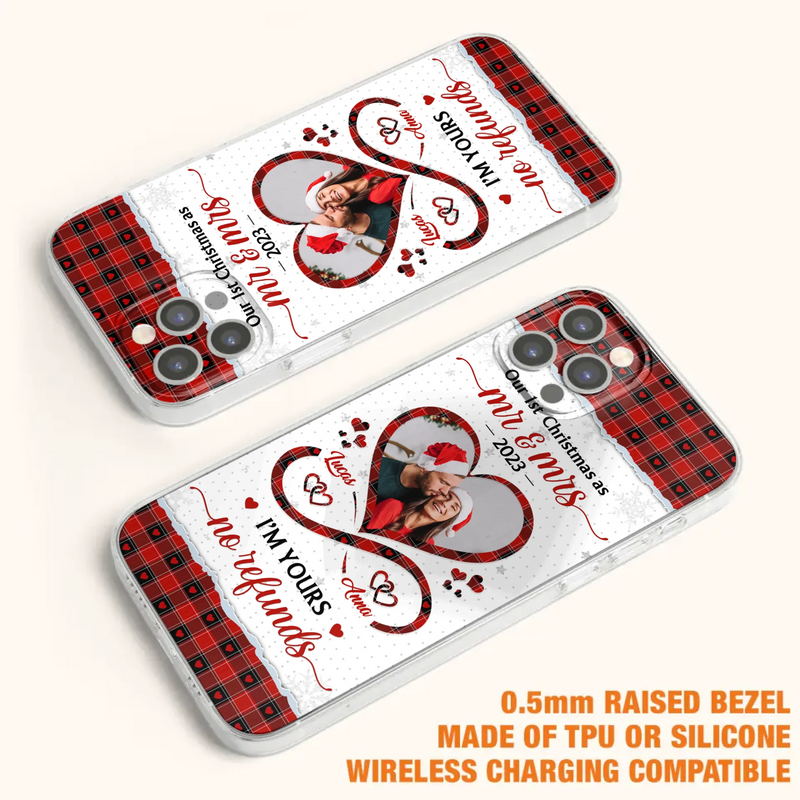 Custom Personalized Couple Photo Phone Case - Christmas Gift Idea For Couple/ Him/ Her - Our 1st Christmas As Mr & Mrs - Case For iPhone/Samsung