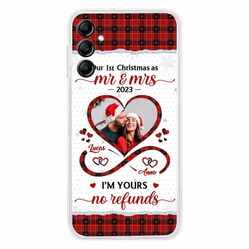 Custom Personalized Couple Photo Phone Case - Christmas Gift Idea For Couple/ Him/ Her - Our 1st Christmas As Mr & Mrs - Case For iPhone/Samsung