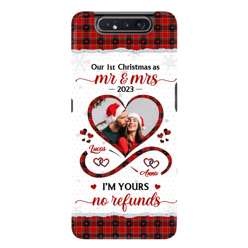 Custom Personalized Couple Photo Phone Case - Christmas Gift Idea For Couple/ Him/ Her - Our 1st Christmas As Mr & Mrs - Case For iPhone/Samsung