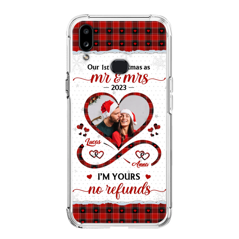 Custom Personalized Couple Photo Phone Case - Christmas Gift Idea For Couple/ Him/ Her - Our 1st Christmas As Mr & Mrs - Case For iPhone/Samsung