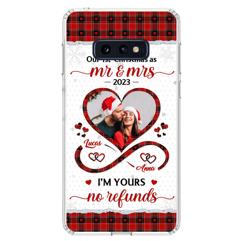 Custom Personalized Couple Photo Phone Case - Christmas Gift Idea For Couple/ Him/ Her - Our 1st Christmas As Mr & Mrs - Case For iPhone/Samsung