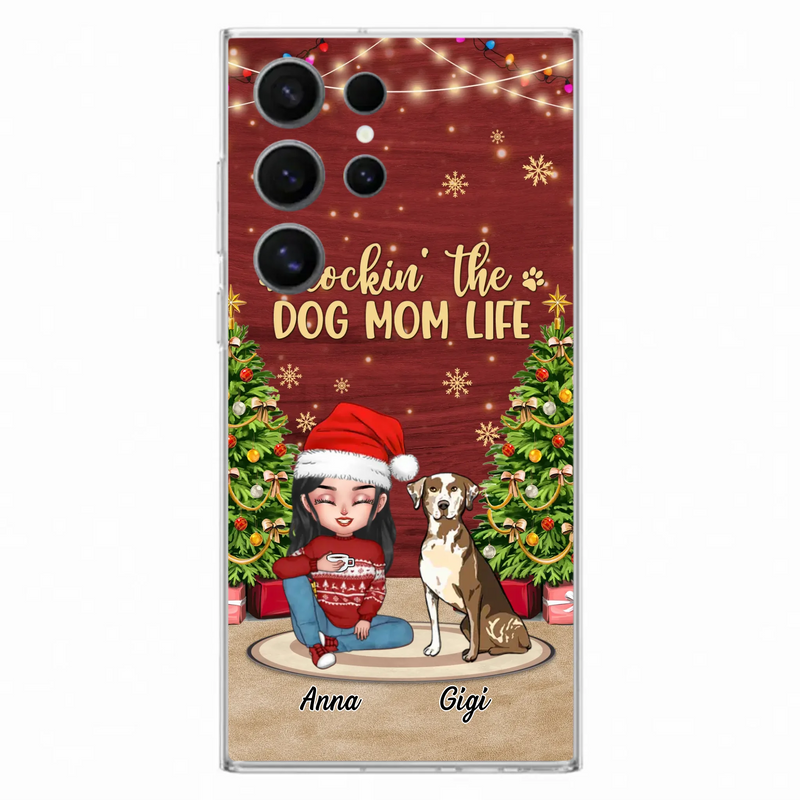 Custom Personalized Dog Mom iPhone/ Samsung Case - Christmas Gift Idea For Dogs Lovers - Upto 4 Dogs - Rockin' The Dog Mom Life