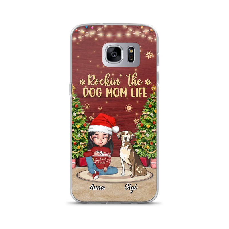 Custom Personalized Dog Mom iPhone/ Samsung Case - Christmas Gift Idea For Dogs Lovers - Upto 4 Dogs - Rockin' The Dog Mom Life