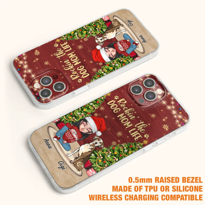 Custom Personalized Dog Mom iPhone/ Samsung Case - Christmas Gift Idea For Dogs Lovers - Upto 4 Dogs - Rockin' The Dog Mom Life