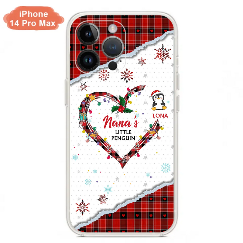 Personalized Christmas Nana Phone Case - Gift Idea For Grandma - Upto 10 Penguins -  Case For iPhone/Samsung