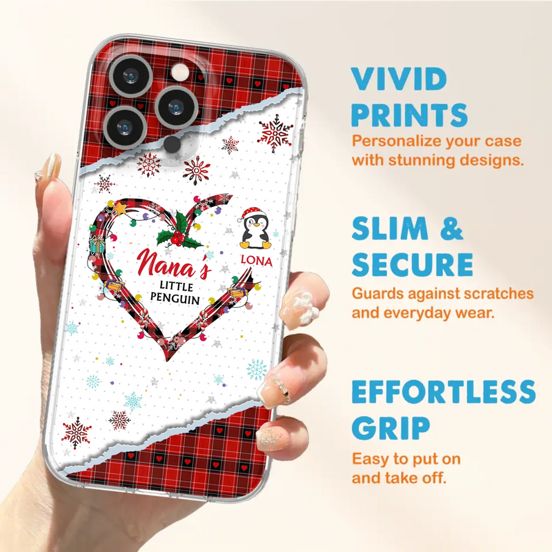 Personalized Christmas Nana Phone Case - Gift Idea For Grandma - Upto 10 Penguins -  Case For iPhone/Samsung