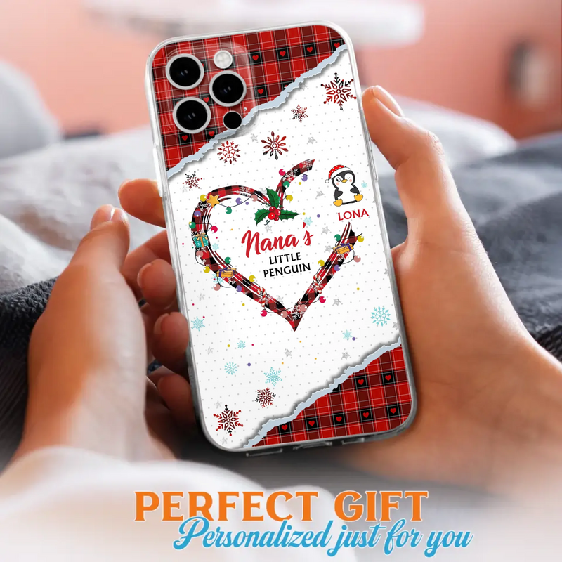 Personalized Christmas Nana Phone Case - Gift Idea For Grandma - Upto 10 Penguins -  Case For iPhone/Samsung