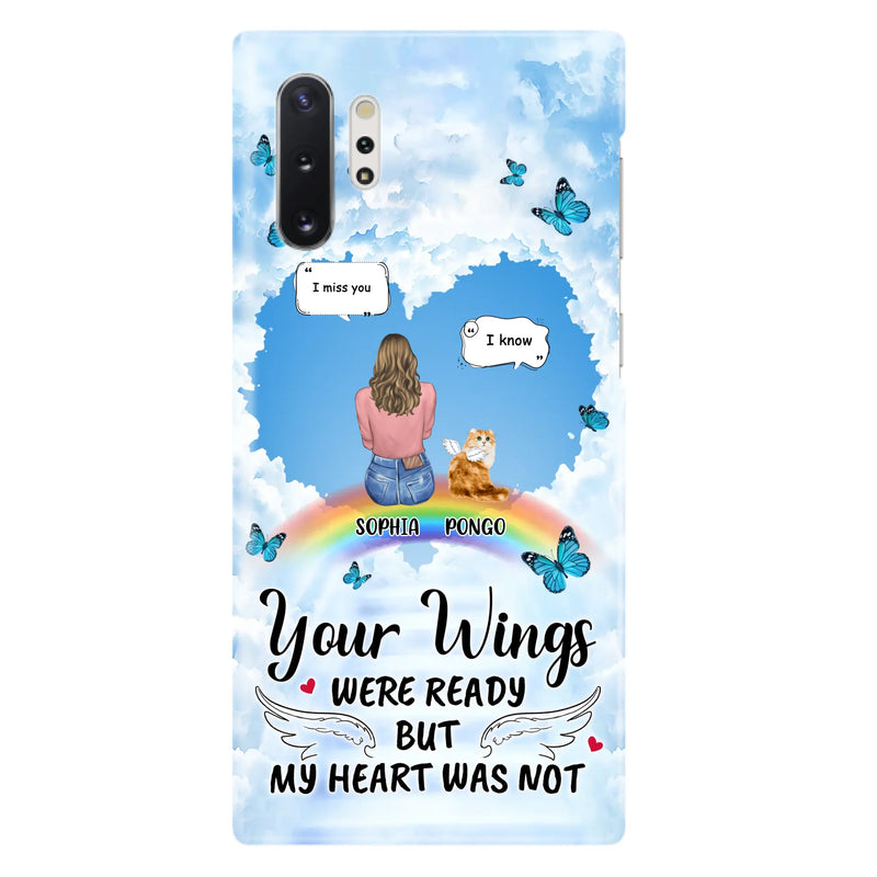 Personalized Memorial Pet Phone Case - Gift Idea For Dog/Cat/Rabbits Owners - Upto 3 Pets - Your Wings Were Ready But My Heart Was Not - Case For iPhone/Samsung