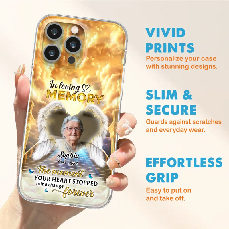 The Moment Your Heart Stopped Mine Changed Forever - Personalized Memorial iPhone/ Samsung Case - Upload Photo - Memorial Gift Idea