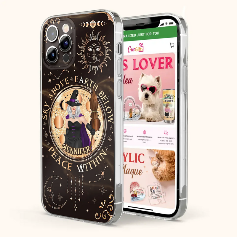 Custom Personalized Witch Phone Case - Halloween Gift Idea For Girl - Wiccan Decor/Pagan Decor - As Above So Below - Cases For iPhone And Samsung