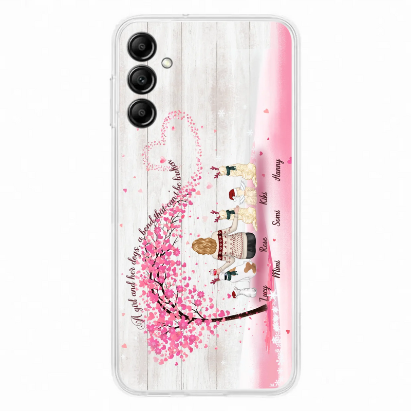 Personalized Dog Mom/Dad Phone Case - Mom/Dad With Up To 5 Dogs - Gift Idea For Dog Lovers - A Girl And Her Dogs, A Bond That Can't Be Broken - Case For iPhone/Samsung