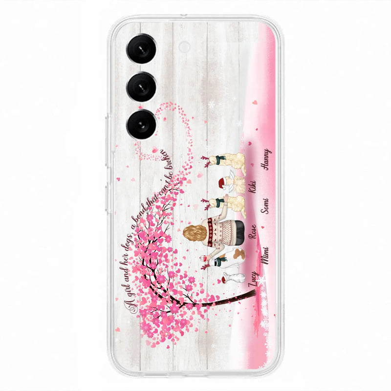 Personalized Dog Mom/Dad Phone Case - Mom/Dad With Up To 5 Dogs - Gift Idea For Dog Lovers - A Girl And Her Dogs, A Bond That Can't Be Broken - Case For iPhone/Samsung