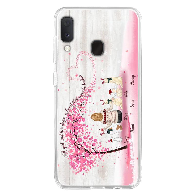 Personalized Dog Mom/Dad Phone Case - Mom/Dad With Up To 5 Dogs - Gift Idea For Dog Lovers - A Girl And Her Dogs, A Bond That Can't Be Broken - Case For iPhone/Samsung