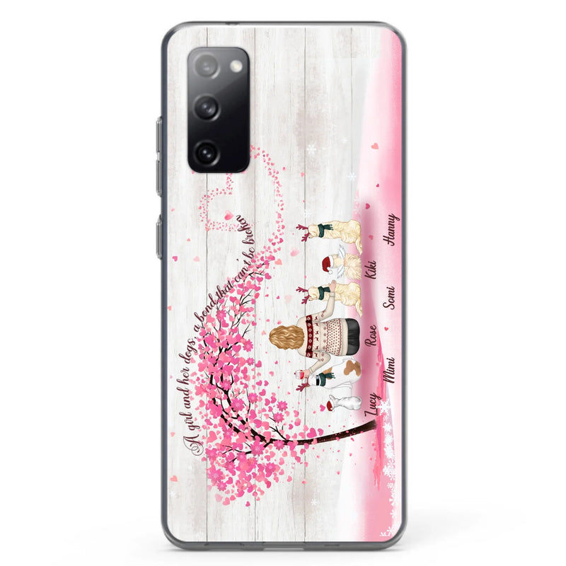 Personalized Dog Mom/Dad Phone Case - Mom/Dad With Up To 5 Dogs - Gift Idea For Dog Lovers - A Girl And Her Dogs, A Bond That Can't Be Broken - Case For iPhone/Samsung
