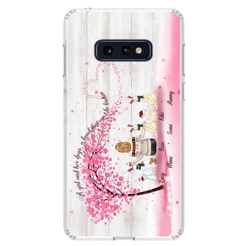 Personalized Dog Mom/Dad Phone Case - Mom/Dad With Up To 5 Dogs - Gift Idea For Dog Lovers - A Girl And Her Dogs, A Bond That Can't Be Broken - Case For iPhone/Samsung