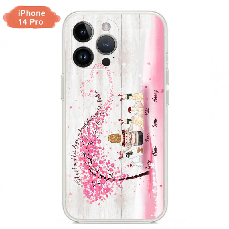 Personalized Dog Mom/Dad Phone Case - Mom/Dad With Up To 5 Dogs - Gift Idea For Dog Lovers - A Girl And Her Dogs, A Bond That Can't Be Broken - Case For iPhone/Samsung