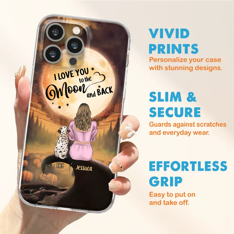 Personalized Memorial Pet Mom Phone Case - Gift Idea For Dog/Cat Owners - I Love You To The Moon And Back - Case For iPhone/Samsung