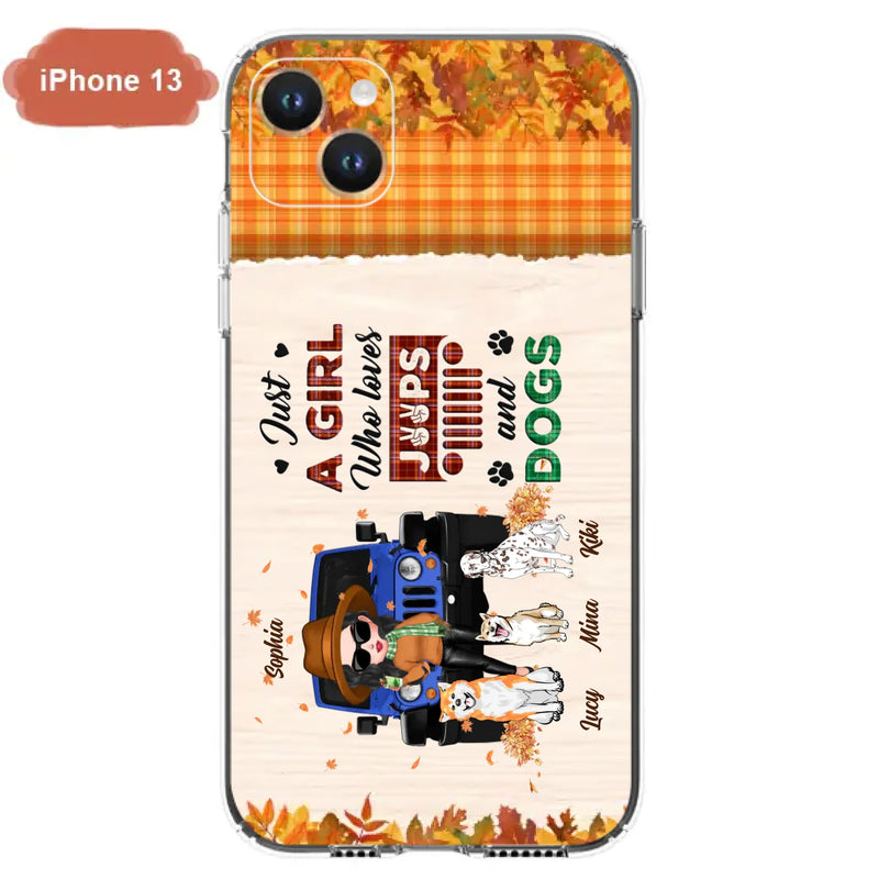 Personalized Off-road Autumn Girl Phone Case - Gift Idea For Girl/Dog Lovers - Upto 3 Dogs - Case For iPhone/Samsung
