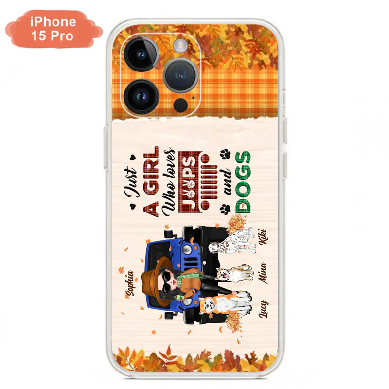 Personalized Off-road Autumn Girl Phone Case - Gift Idea For Girl/Dog Lovers - Upto 3 Dogs - Case For iPhone/Samsung