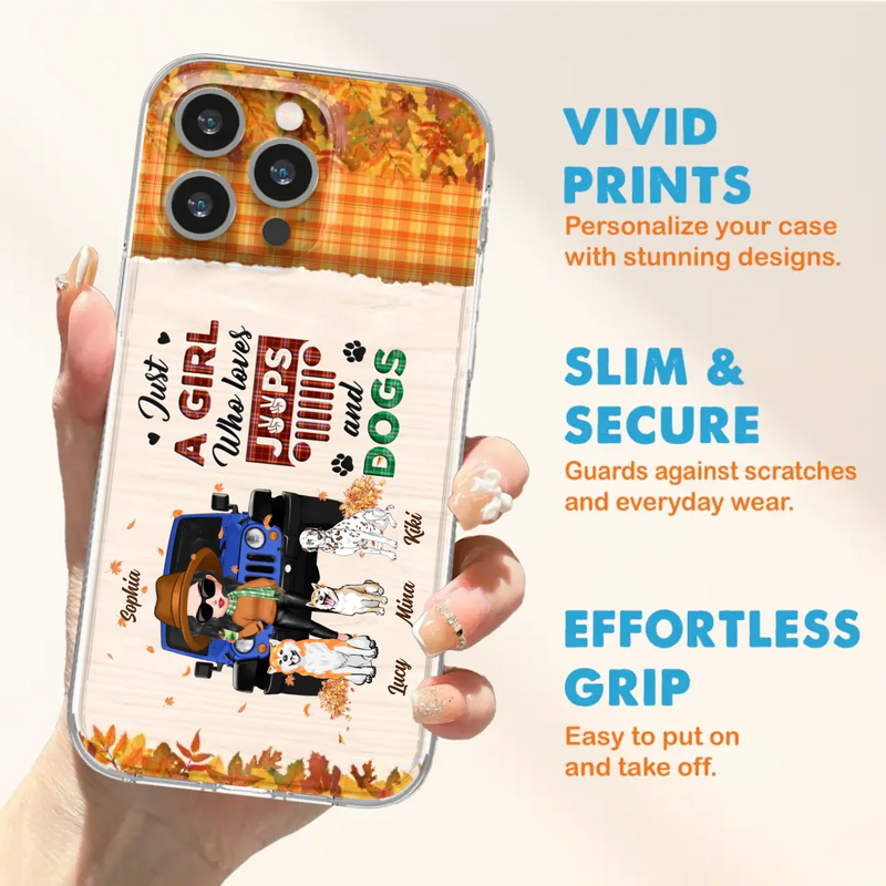 Personalized Off-road Autumn Girl Phone Case - Gift Idea For Girl/Dog Lovers - Upto 3 Dogs - Case For iPhone/Samsung