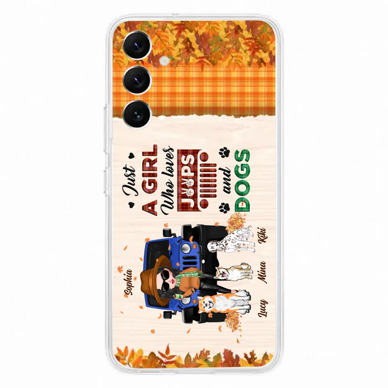 Personalized Off-road Autumn Girl Phone Case - Gift Idea For Girl/Dog Lovers - Upto 3 Dogs - Case For iPhone/Samsung