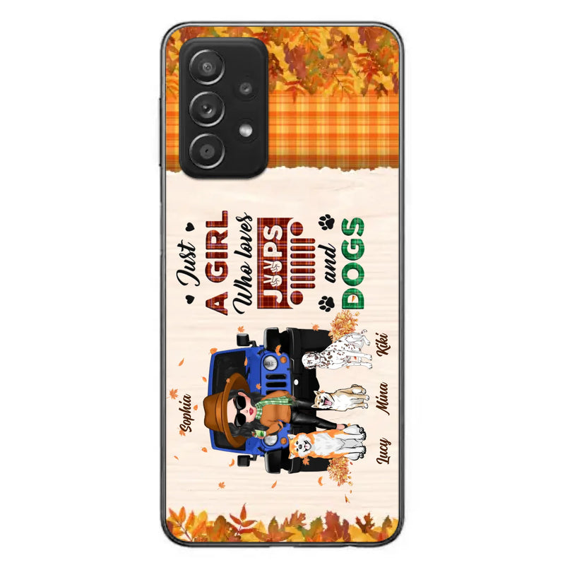 Personalized Off-road Autumn Girl Phone Case - Gift Idea For Girl/Dog Lovers - Upto 3 Dogs - Case For iPhone/Samsung