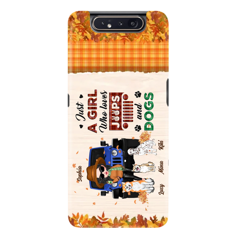 Personalized Off-road Autumn Girl Phone Case - Gift Idea For Girl/Dog Lovers - Upto 3 Dogs - Case For iPhone/Samsung