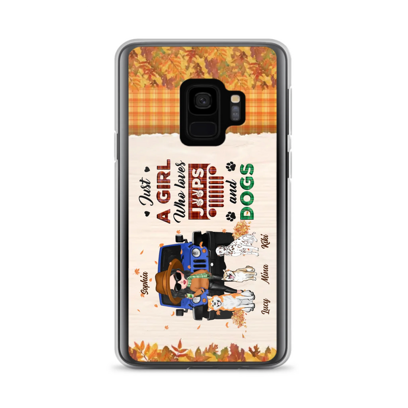 Personalized Off-road Autumn Girl Phone Case - Gift Idea For Girl/Dog Lovers - Upto 3 Dogs - Case For iPhone/Samsung