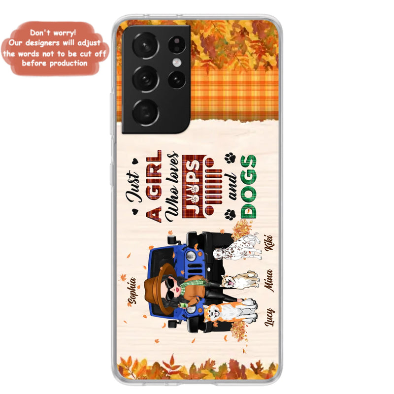 Personalized Off-road Autumn Girl Phone Case - Gift Idea For Girl/Dog Lovers - Upto 3 Dogs - Case For iPhone/Samsung