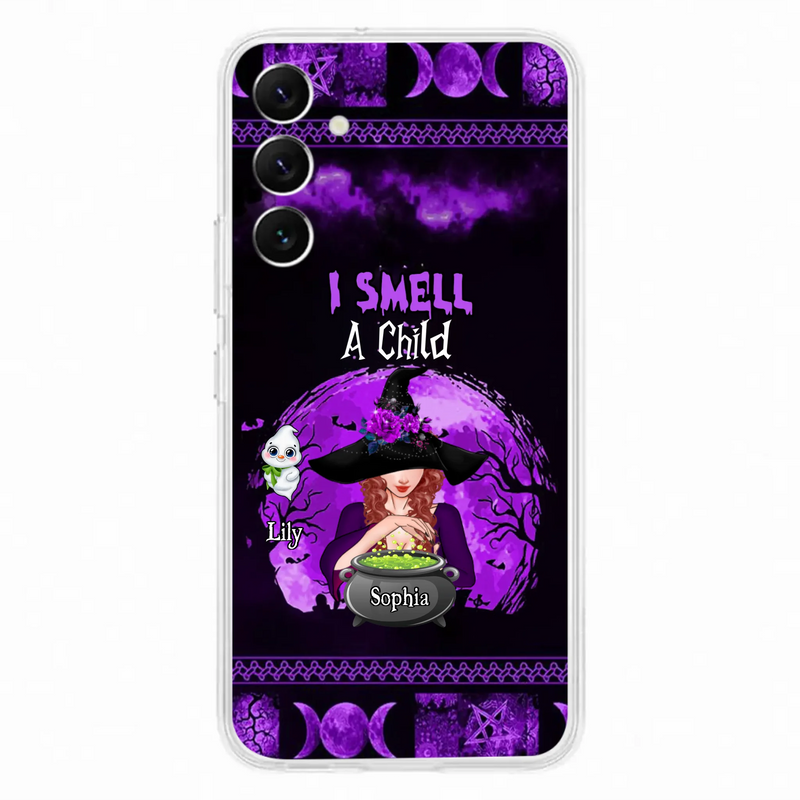 Custom Personalized Witch Phone Case - Upto 10 Children - Halloween Gift Idea for Family - I Smell Children - Case for iPhone/Samsung