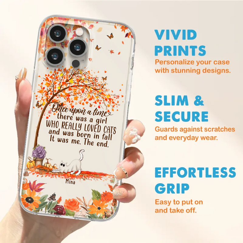 Custom Personalized Cat & Fall Phone Case - Upto 6 Cats - Autumn Gift For Cat Lover - Once Upon A Time - Case For iPhone And Samsung
