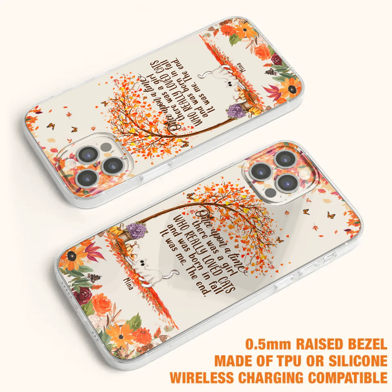 Custom Personalized Cat & Fall Phone Case - Upto 6 Cats - Autumn Gift For Cat Lover - Once Upon A Time - Case For iPhone And Samsung