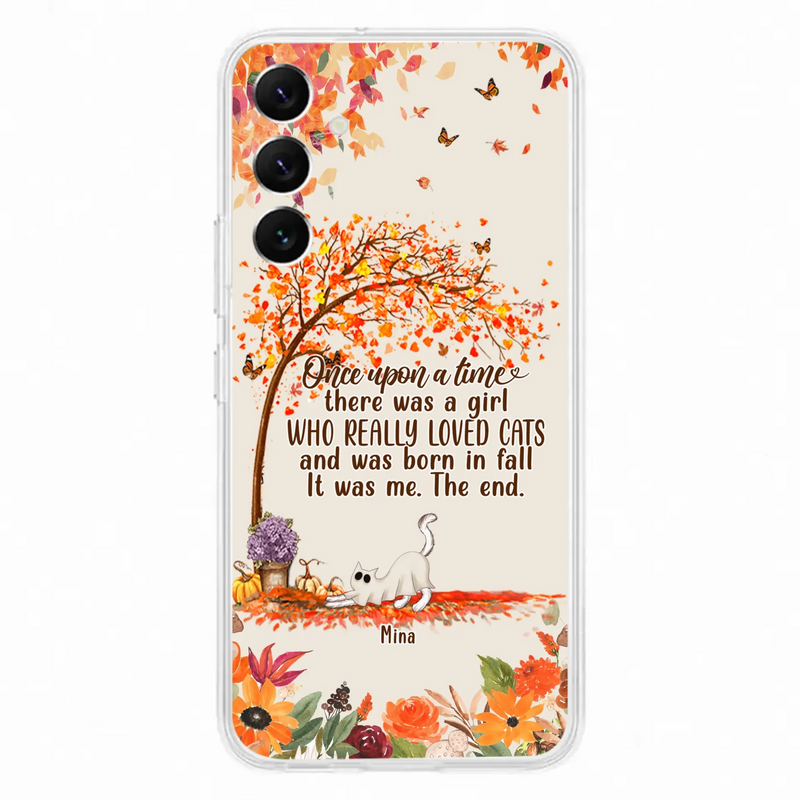 Custom Personalized Cat & Fall Phone Case - Upto 6 Cats - Autumn Gift For Cat Lover - Once Upon A Time - Case For iPhone And Samsung