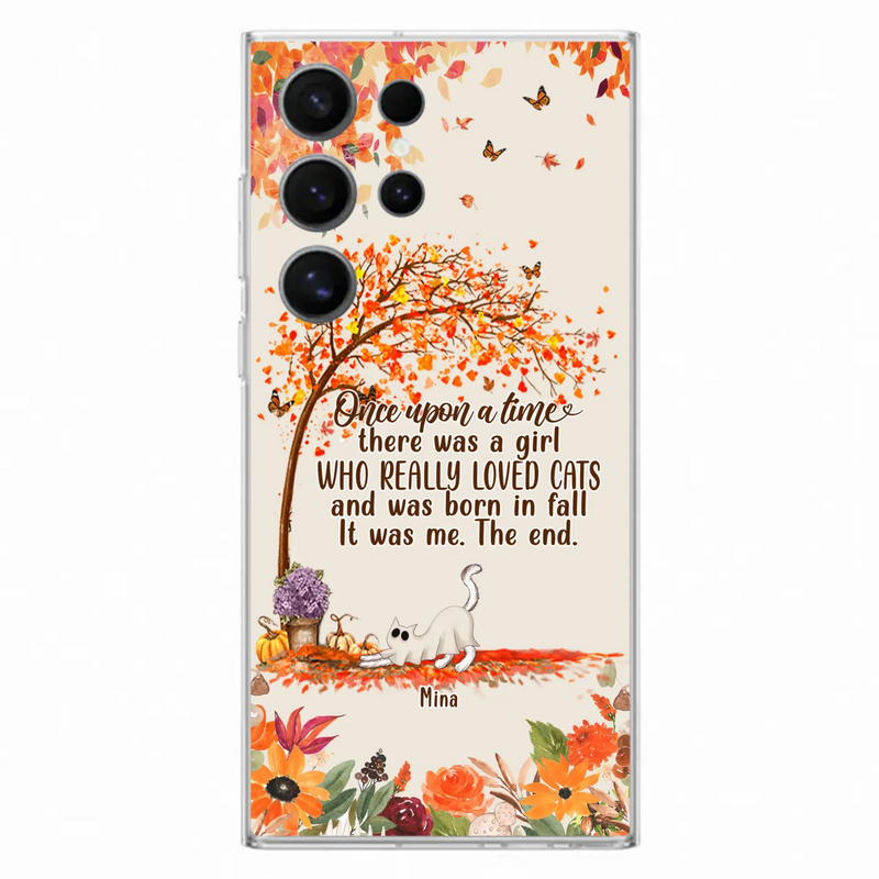 Custom Personalized Cat & Fall Phone Case - Upto 6 Cats - Autumn Gift For Cat Lover - Once Upon A Time - Case For iPhone And Samsung