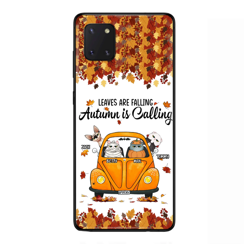 Custom Personalized Pet Phone Case - Gift Idea For Cat/Dog Lovers - Upto 4 Pets -  Case For iPhone/Samsung - Leaves Are Falling Autumn Is Calling