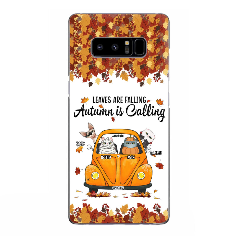 Custom Personalized Pet Phone Case - Gift Idea For Cat/Dog Lovers - Upto 4 Pets -  Case For iPhone/Samsung - Leaves Are Falling Autumn Is Calling